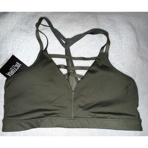 Victoria Secret Sport Bra NWT!! Olive Green V Neck Strappy T Back Size Large NEW